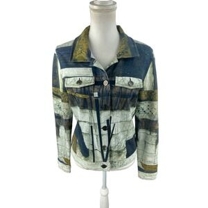 Simply Art By Dolcezza‎ Jacket Blazer Button Womens M Abstract Art To Wear Boho